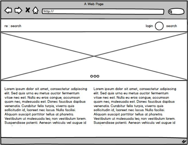 Wireframe of research homepage