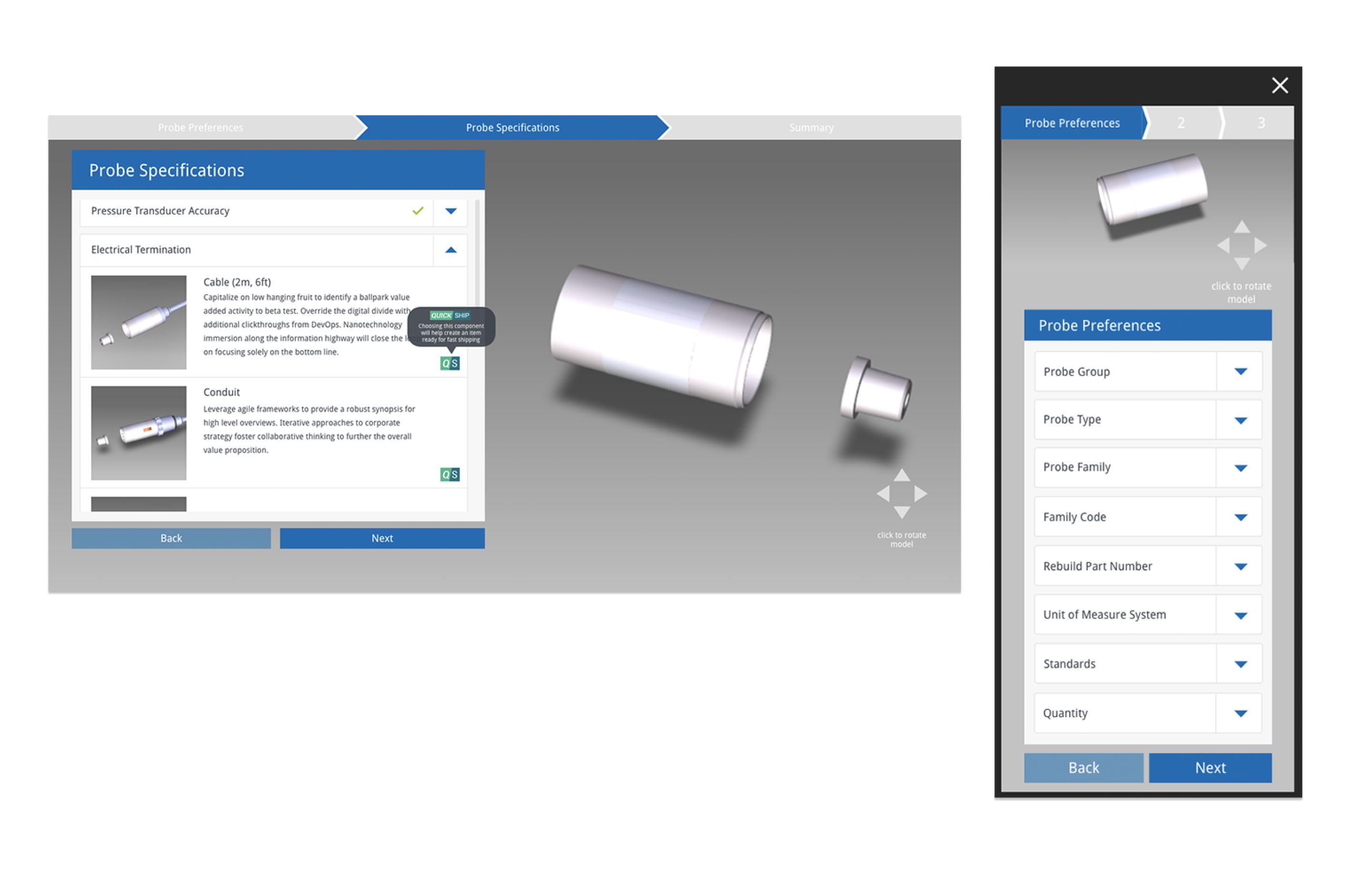Example of the web and mobile modal views