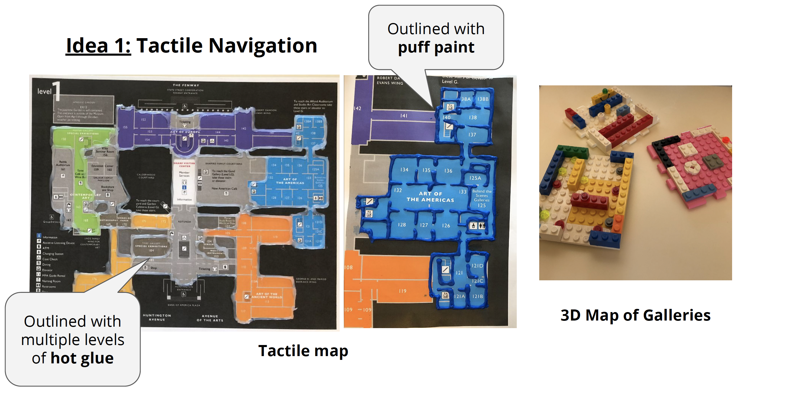 Map of MFA made with puff paint and legos glued to it to emulate differnt textures.
